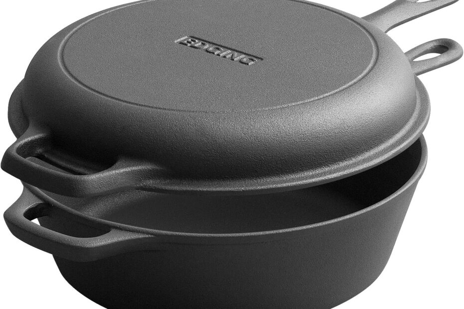 Cook, Bake, and Camp with Ease: The 2-in-1 Pre-Seasoned Cast Iron Dutch Oven and Skillet Set!