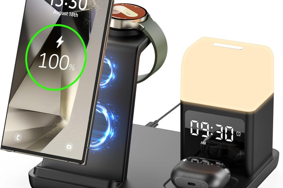Elevate Your Nightstand: The Ultimate 6-in-1 Wireless Charger & Alarm Clock for Samsung Devices