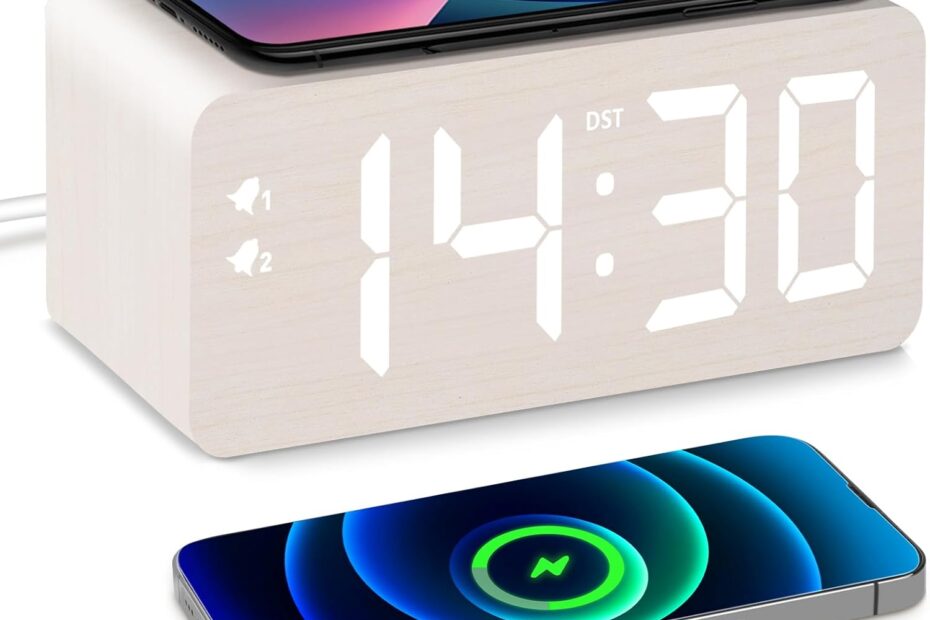 Sleek & Functional: The Ultimate Wooden Digital Alarm Clock with Fast Charging!