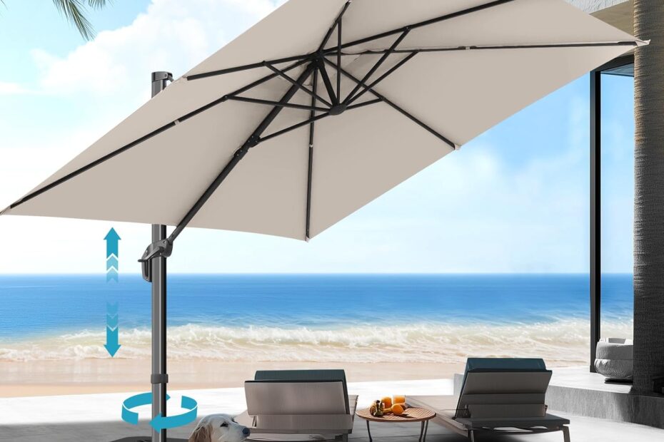 Stay Cool in Style: HOTIME 10x10ft Cantilever Patio Umbrella Review