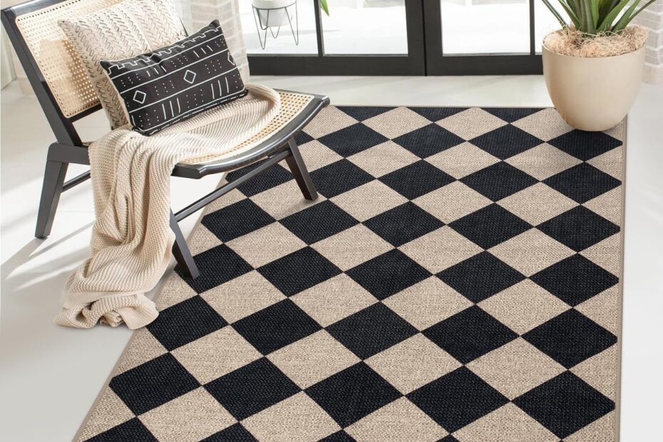 Transform Your Space with the Lahome Checkered Easy Jute Rug: A Stylish and Washable Outdoor Solution!
