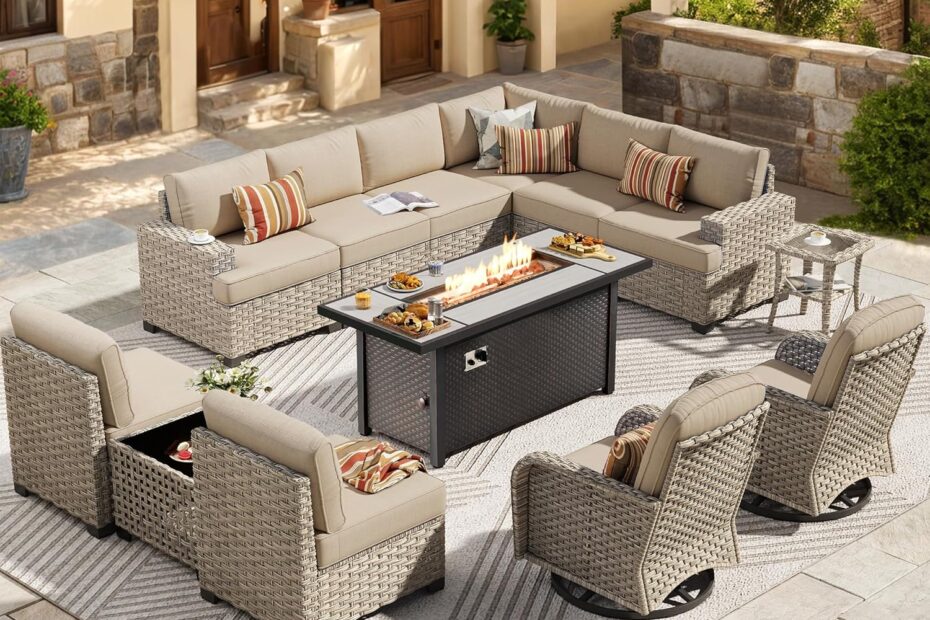 Unwind in Style: HOOOWOOO 13-Piece Outdoor Sectional Set with Fire Pit Review