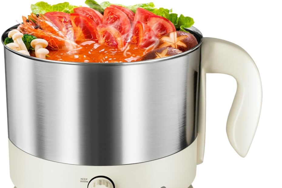 CACHOO 1.25Qt Electric Hot Pot: The Ultimate Multi-Use Cooker for Dorms and Camping!