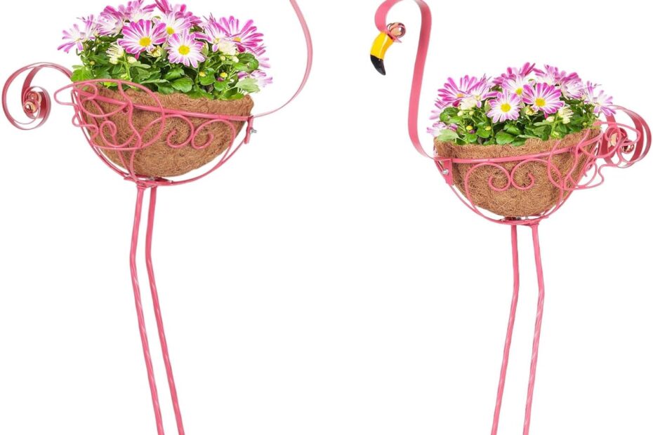 Elevate Your Garden Aesthetics with These Charming Pink Metal Flamingo Planters