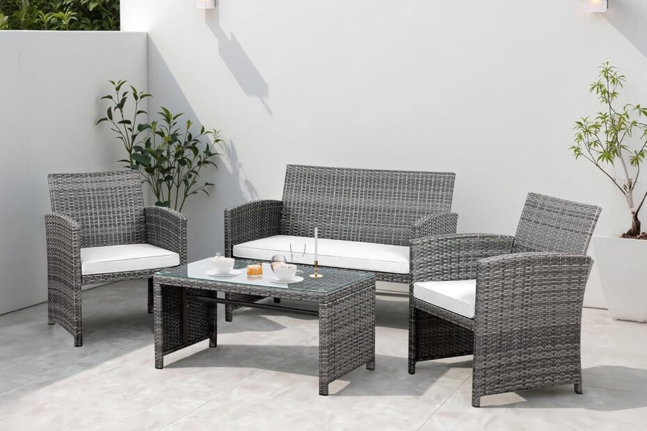 Elevate Your Outdoor Experience with the Shintenchi 4-Piece Wicker Patio Set