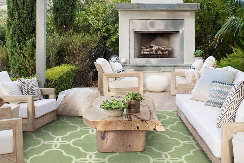 Elevate Your Outdoor Space: Discover the Ashler Sage Green Waterproof Rug!