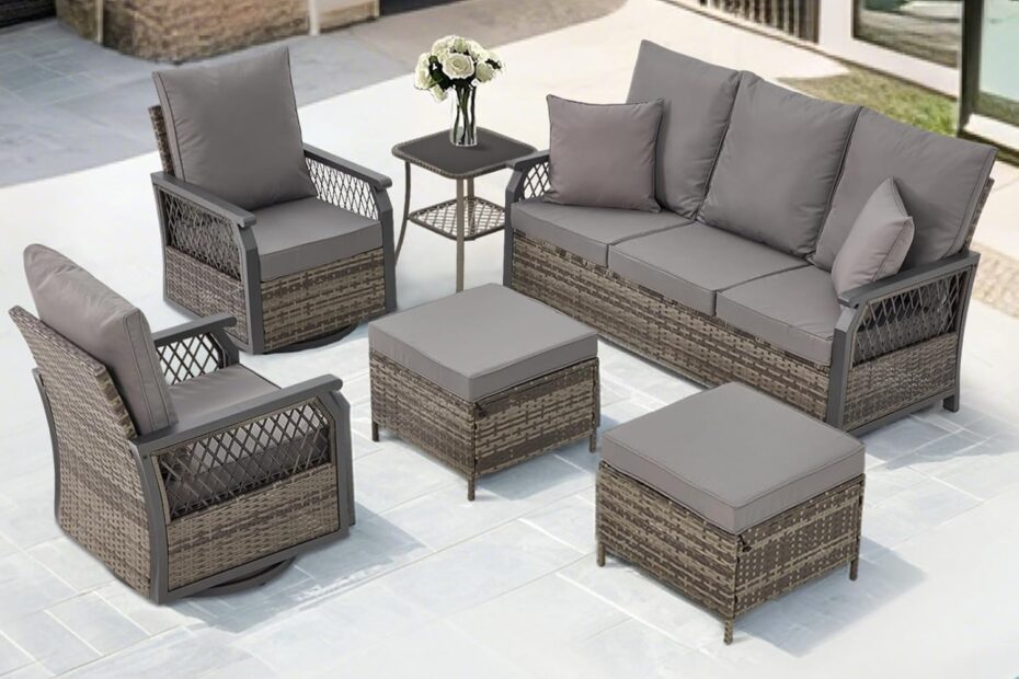 Elevate Your Outdoors: Review of the 6 Piece Swivel Rocking Patio Furniture Set