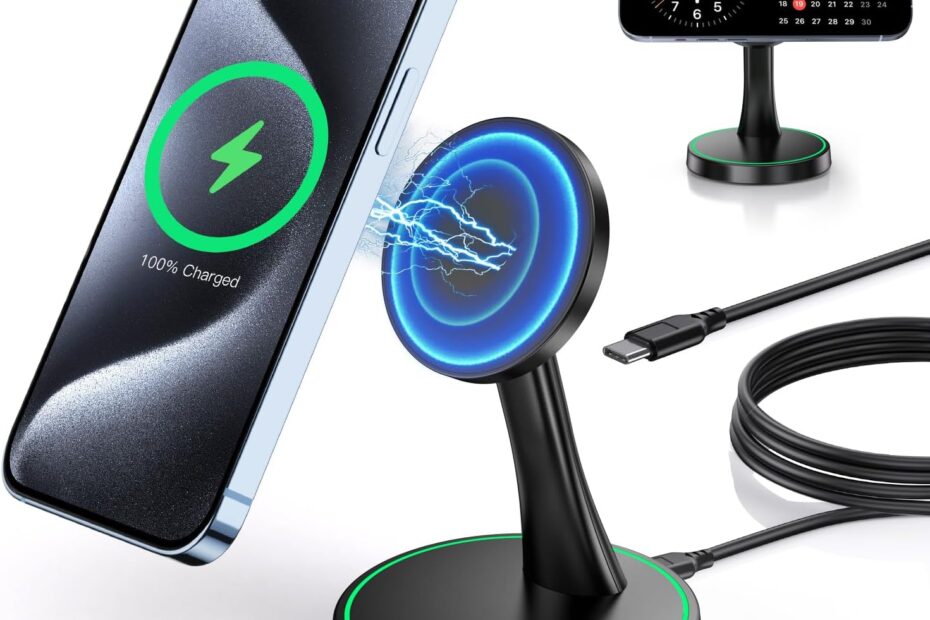 Fast & Sleek: The Ultimate Magnetic Wireless Charger Stand for iPhone and AirPods