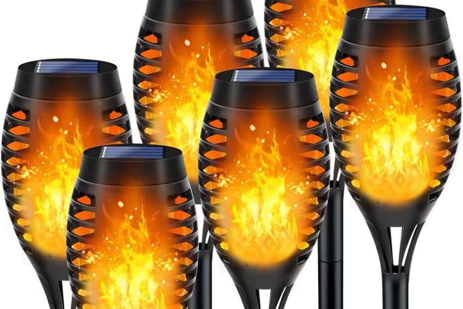 Illuminate Your Outdoors: 6-Pack Solar Torch Lights with Flickering Flames Review