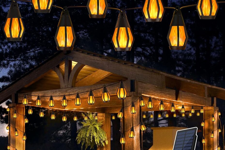 Illuminate Your Outdoors: Review of 33Ft Solar String Lights with Flickering Flame Bulbs