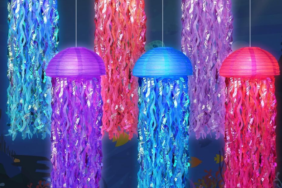 Illuminate Your Party with 6 Pcs Light Up Jellyfish Lanterns – Perfect for Under The Sea Themes!