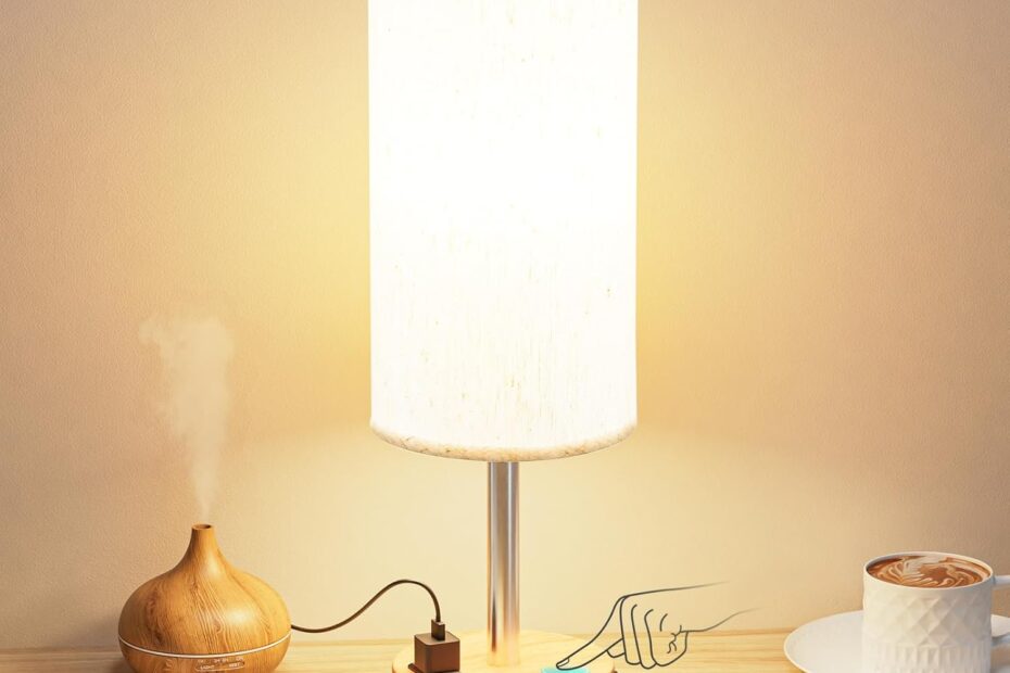 Illuminate Your Space: 3-Way Dimmable Bedside Table Lamp with USB Charging