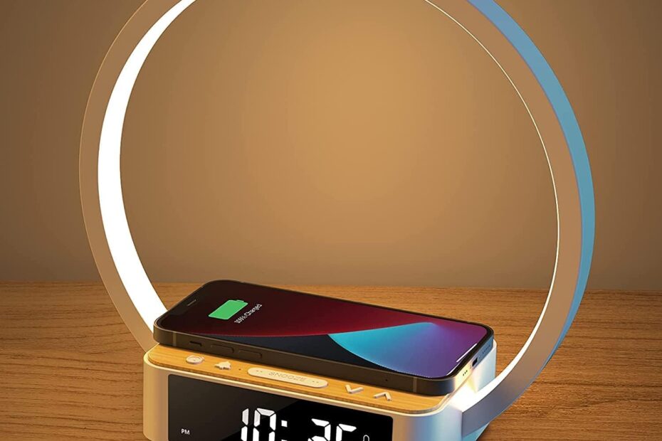Illuminate Your Space: Amouhom Touch Lamp with Alarm & Wireless Charging