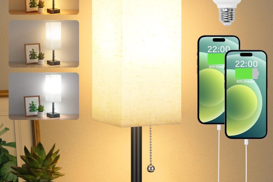 Illuminate Your Space: The Versatile 3-Color Temperature Bedside Table Lamp with USB Ports