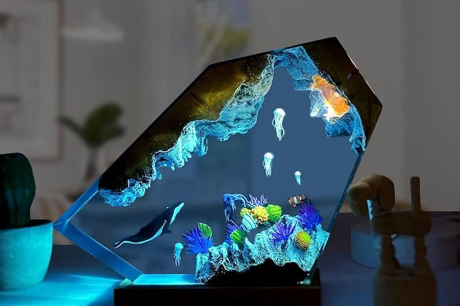 Illuminate Your Space with the Ocean Creative Epoxy Resin Lamp: A Must-Have for Aquatic Lovers!