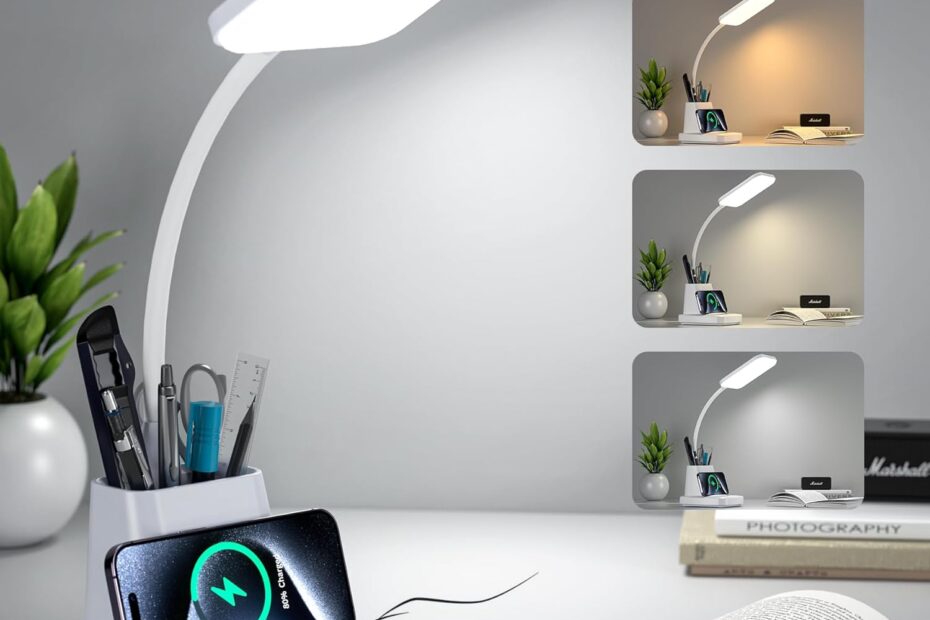 Illuminate Your Workspace: GOLSPARK Desk Lamp with Wireless Charging & Eye-Caring Features