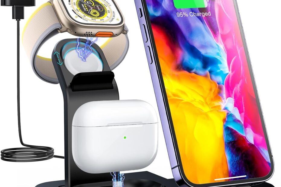 Power Up Seamlessly: RJR 3-in-1 Wireless Charging Station for Apple Devices!