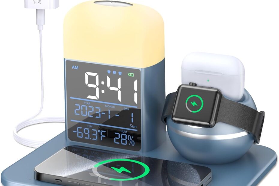 Revamp Your Nightstand: Review of the 9-in-1 Wireless Charging Station with Alarm Clock!