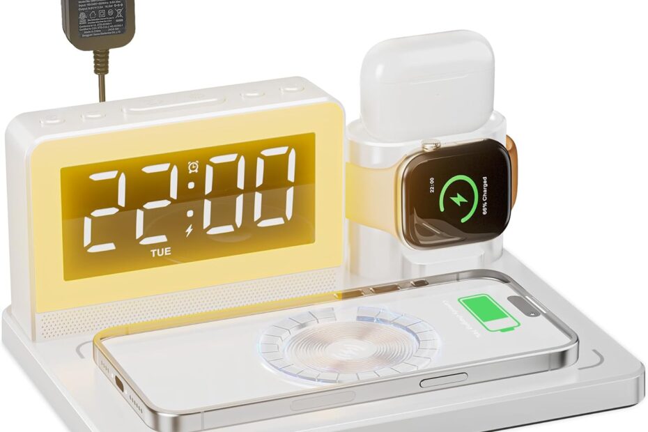 Revamp Your Nightstand: The Ultimate 6-in-1 Wireless Charging Station & Alarm Clock!