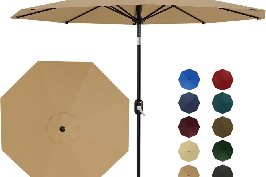 Stay Cool in Style: Review of the 9Ft Tan Patio Umbrella with Crank Lift & Tilt