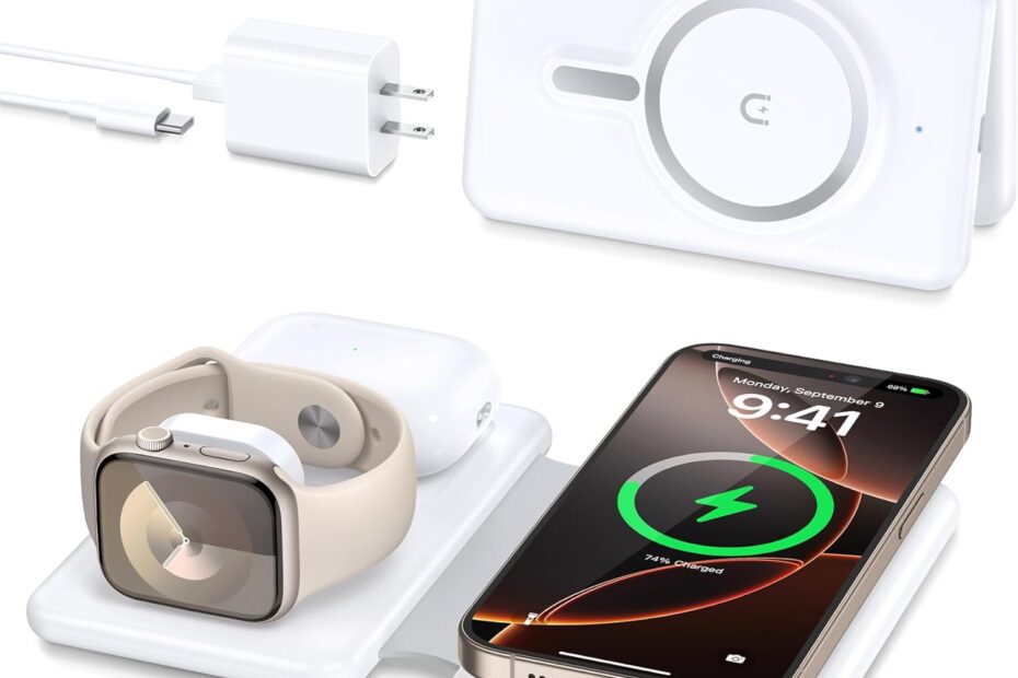 The Ultimate 3-in-1 Magnetic Wireless Charger: Your Travel Buddy for All Apple Devices!