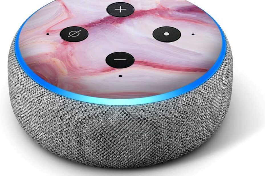Transform Your Echo Dot: Stunning Pink Stone Marble Geode Skins for a Stylish Smart Home