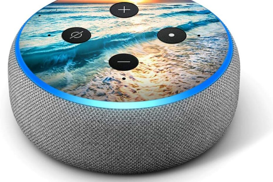 Transform Your Echo Dot: Stunning Sunset Beach Vinyl Decal Review