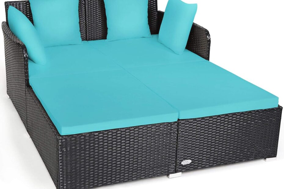 Transform Your Outdoor Oasis: Tangkula Turquoise Rattan Daybed Review