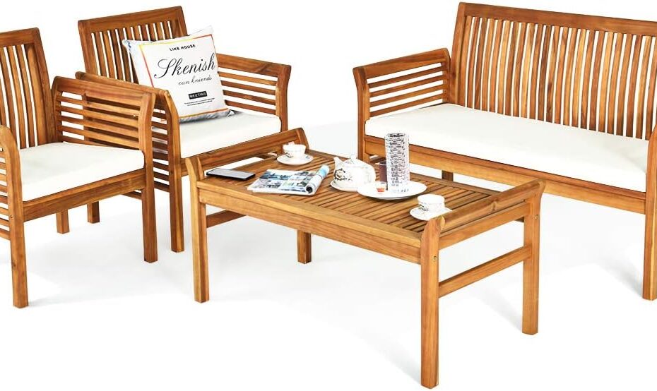 Transform Your Outdoor Oasis: Tangkula's 4-Piece Acacia Wood Sofa Set Review