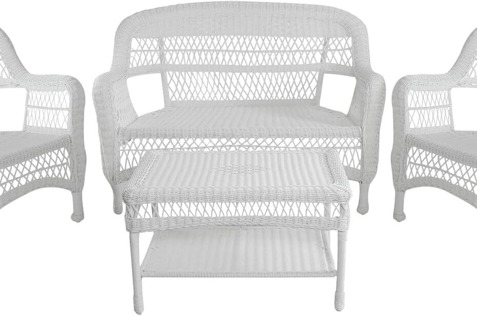 Transform Your Outdoor Space: 4-Piece White Steel Resin Wicker Patio Furniture Review