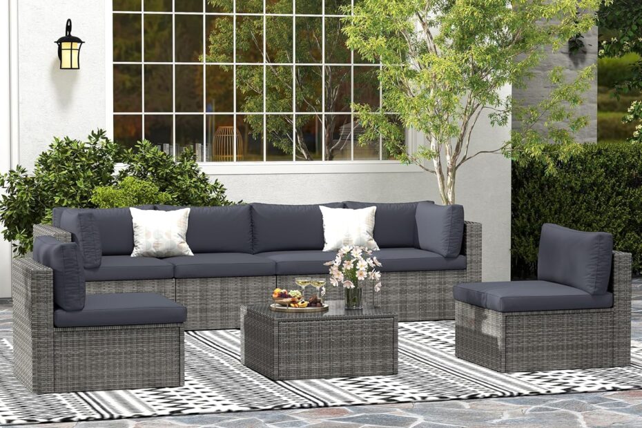 Transform Your Outdoor Space: Review of the 7-Piece Grey Patio Furniture Set