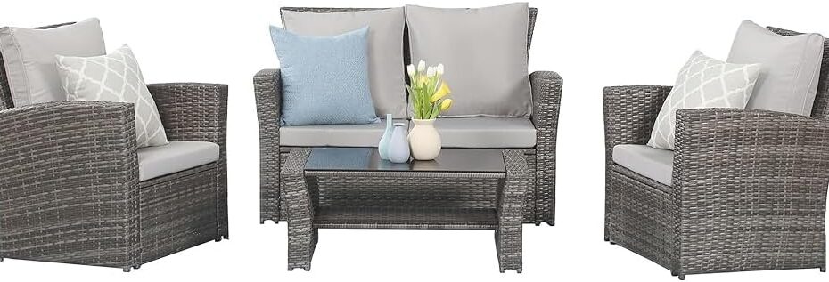 Transform Your Outdoor Space: Wisteria Lane 4-Piece Wicker Patio Furniture Set Review