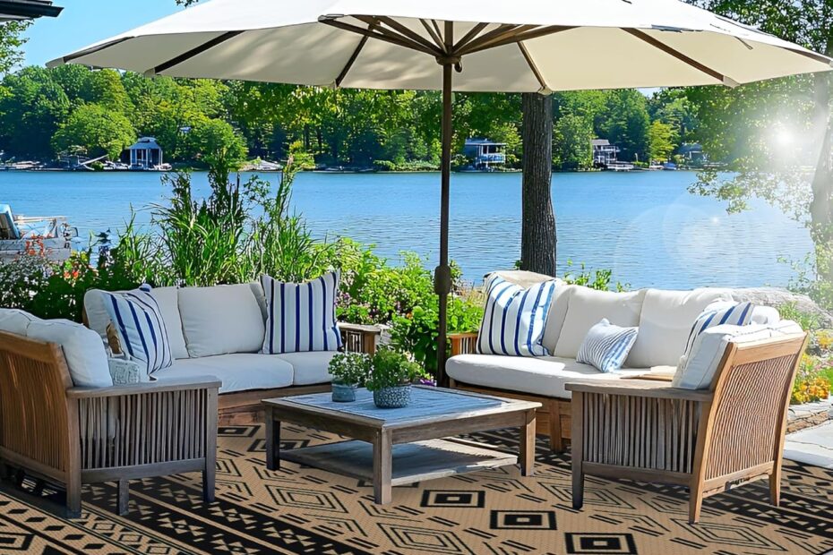 Transform Your Outdoor Space with the Versatile 5x8 ft Reversible Plastic Straw Rug