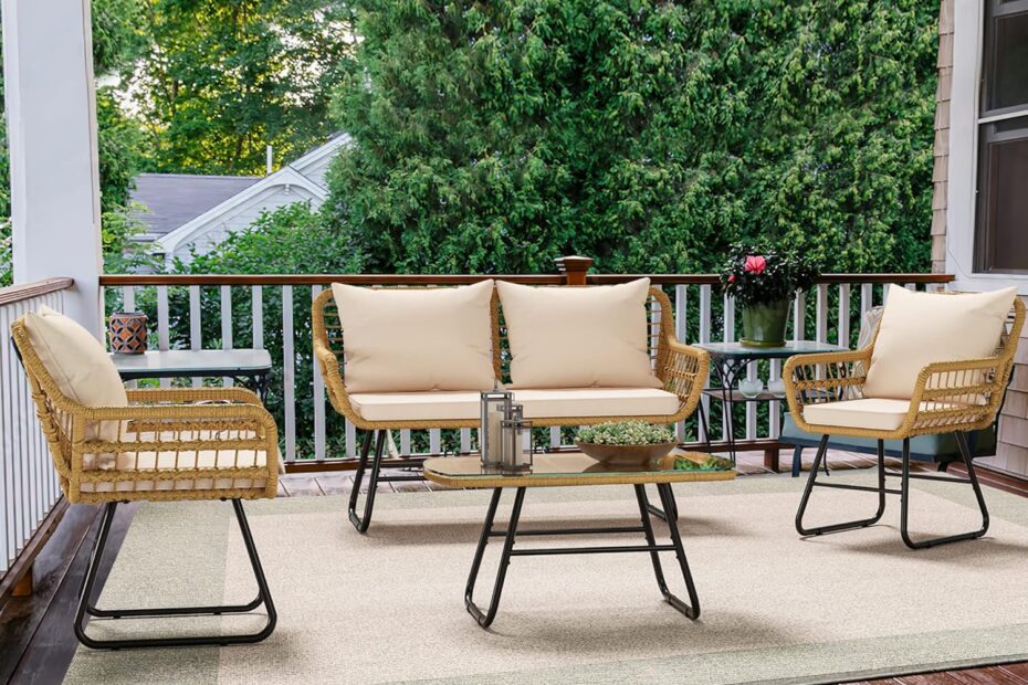 Transform Your Outdoor Space with YITAHOME's Stylish 4-Piece Wicker Bistro Set!