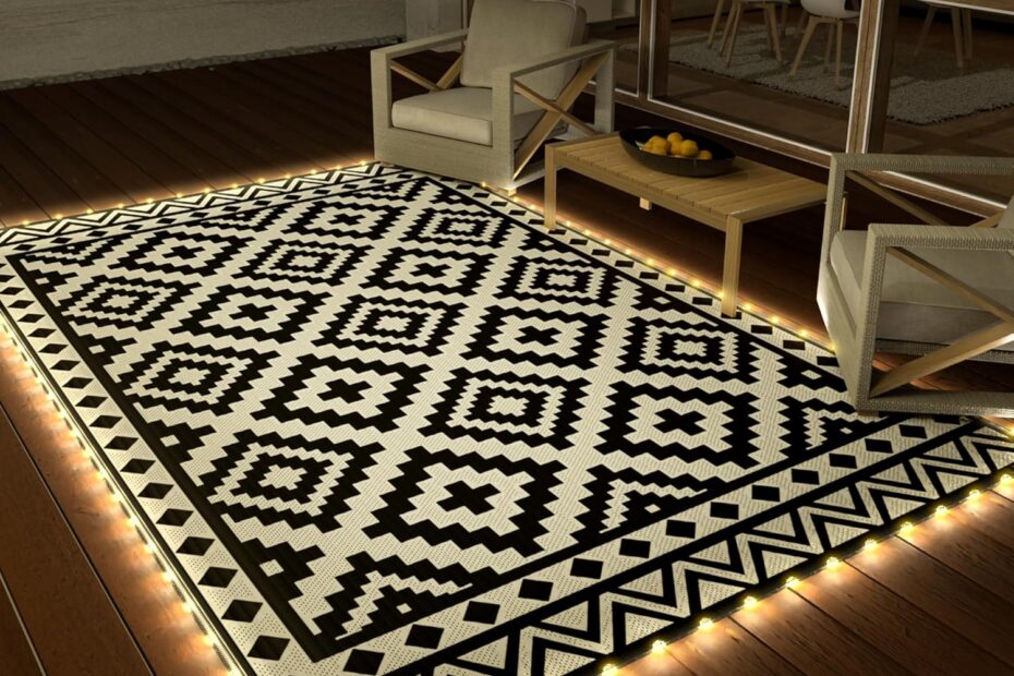 Transform Your Outdoors: HAUSHOF 5'X8' Waterproof Rug with LED Lights!
