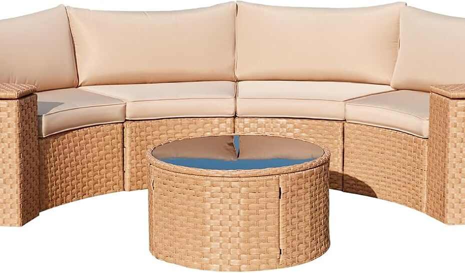 Transform Your Outdoors: Review of the ECOTOUGE 7 Piece Half Moon Patio Furniture Set