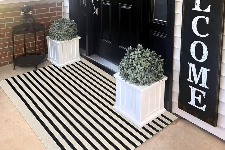 Transform Your Space with the KILOCOCO Beige Striped Rug: A Stylish and Washable Addition for Any Home
