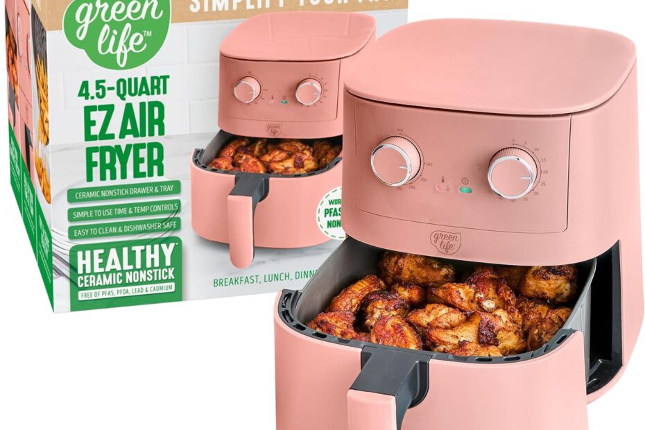 Cook Smart with the GreenLife 4.5QT Air Fryer: A Pink Kitchen Essential!