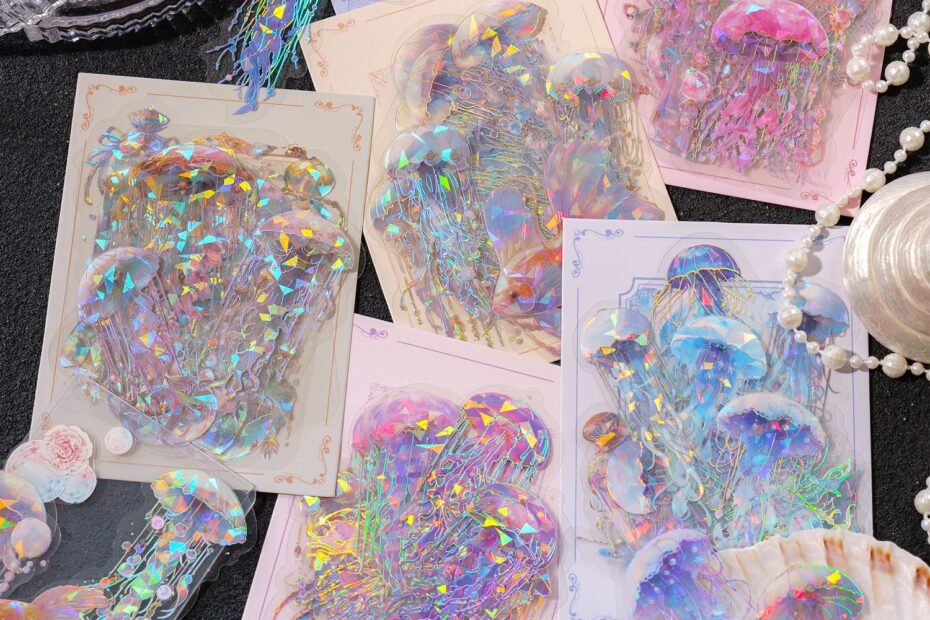 Dive into Creativity: 120 Holographic Jellyfish Stickers for Unforgettable Scrapbooking!