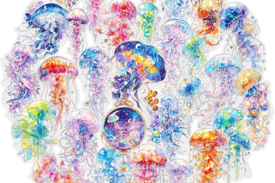 Dive into Creativity with 30-Piece Fantasy Jellyfish Stickers!