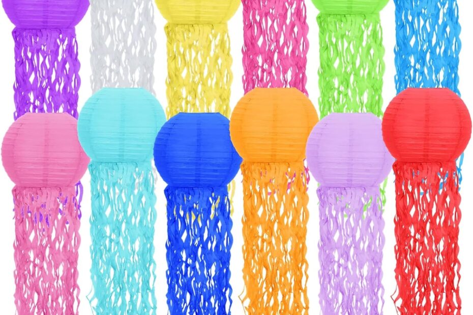 Dive into Fun: 12 PCS Mermaid-Themed Jellyfish Lanterns for Enchanting Beach Parties!