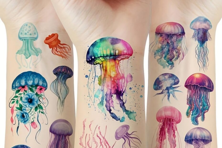 Dive into Fun: 40 Pieces Jellyfish Temporary Tattoos for Kids and Ocean Lovers!