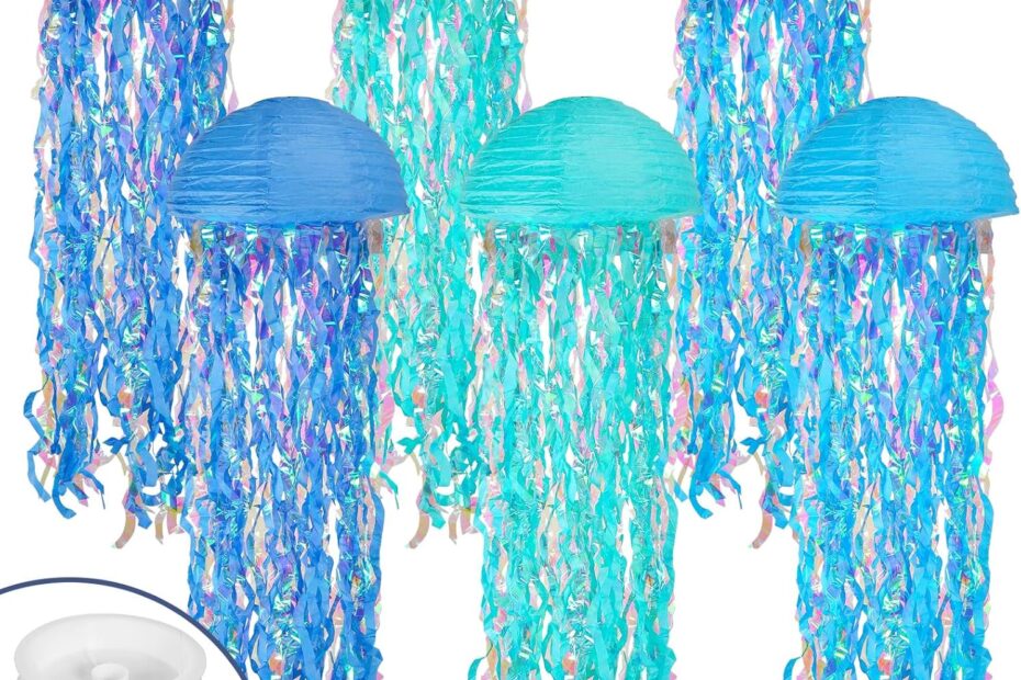 Dive into Fun: 6 Pack Blue Jellyfish Lanterns for Your Ocean-Themed Celebration!