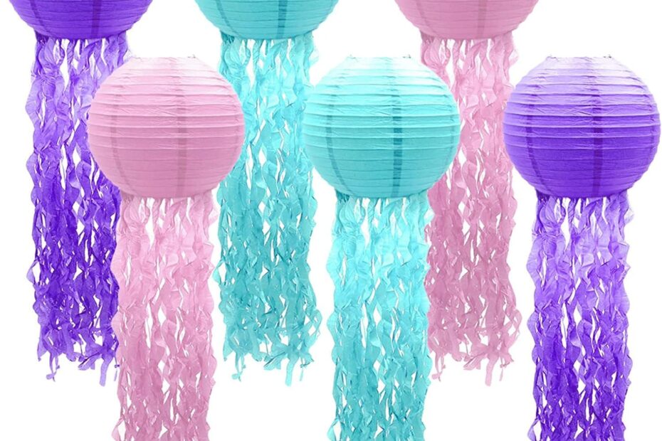 Dive into Fun: 6pcs Hanging Jellyfish Lanterns for Your Next Mermaid-Themed Celebration!