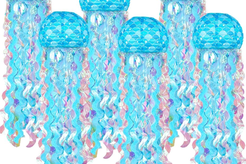 Dive into Magic: 6 Packs Mermaid Hanging Jellyfish Lanterns for Enchanting Celebrations!