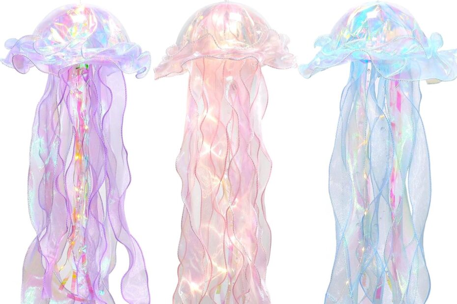 Dive into Magic: Glitter Iridescent Jellyfish Decor for Enchanting Under the Sea Celebrations!
