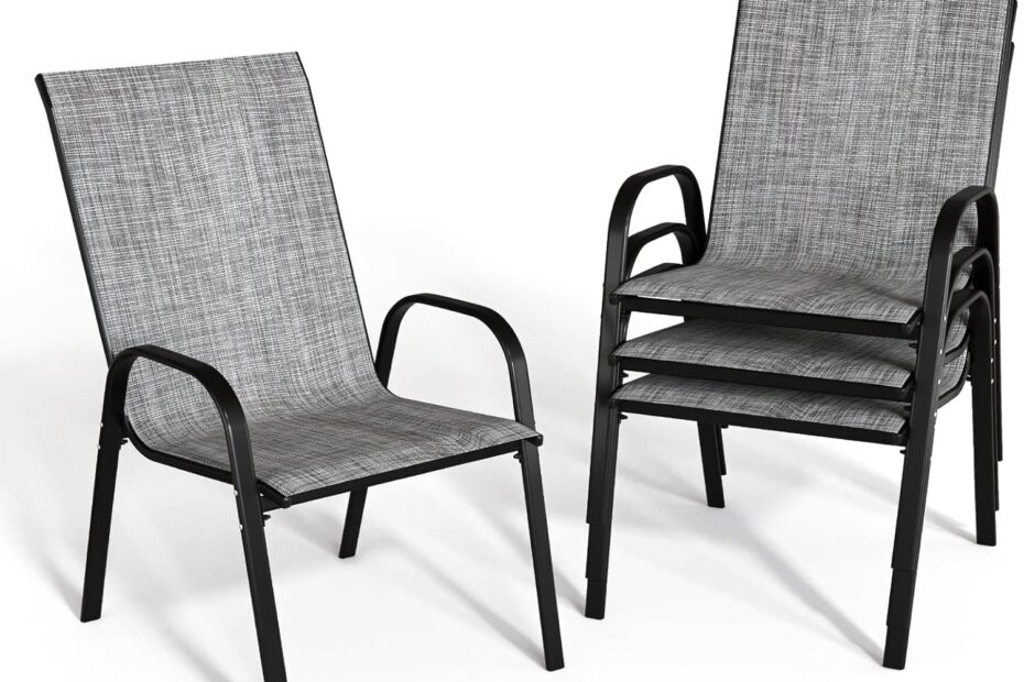 Elevate Your Outdoor Space: Review of the Stylish Grey Stackable Patio Chairs Set