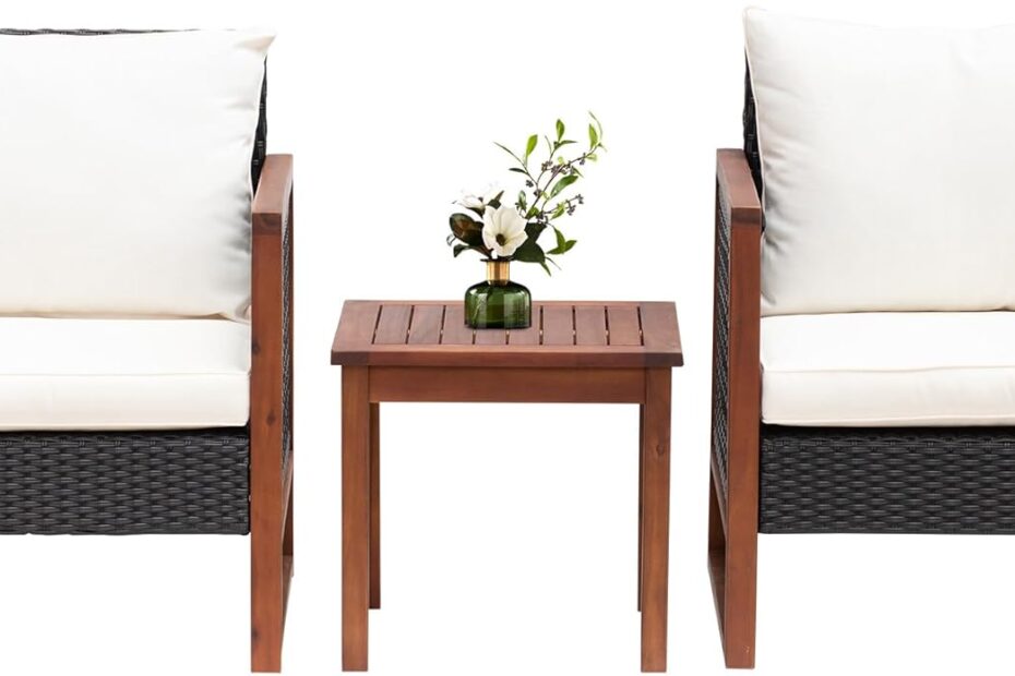 Elevate Your Outdoors: Review of the 3-Piece Wicker Patio Set with Acacia Wood Accents