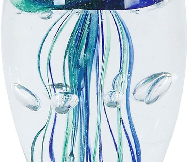 EUSTUMA Hand Blown Glass Jellyfish: A Mesmerizing Addition to Your Aquarium or Desk!