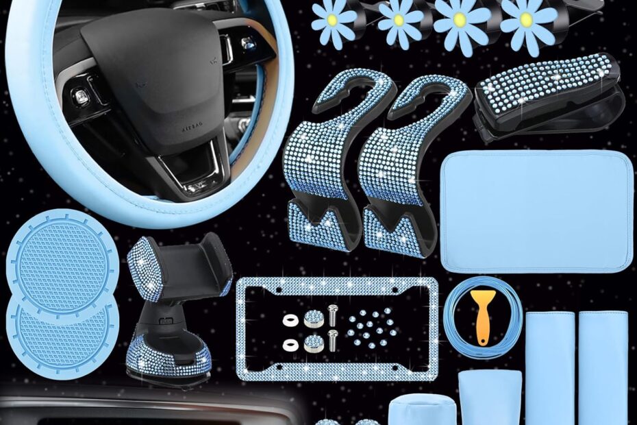Glam Up Your Ride: Review of the 46 Pcs Bling Car Accessories Set for Women